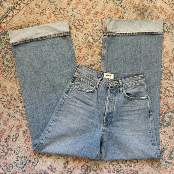 Agolde Dame High Rise Wide Leg Denim Jeans — Size 25 - Picture 2 of 7